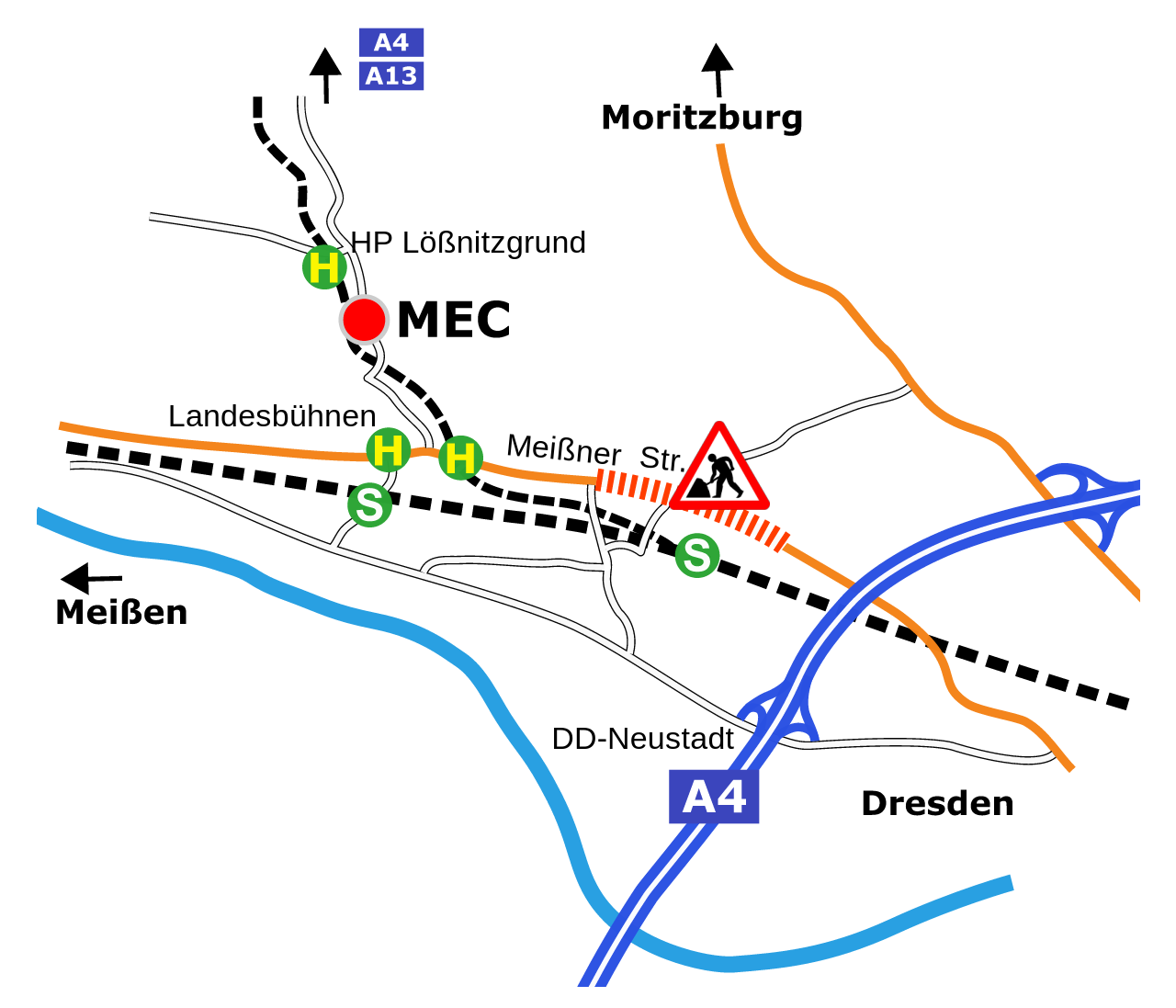 Anfahrt zur Lößnitzgrundstr. 46