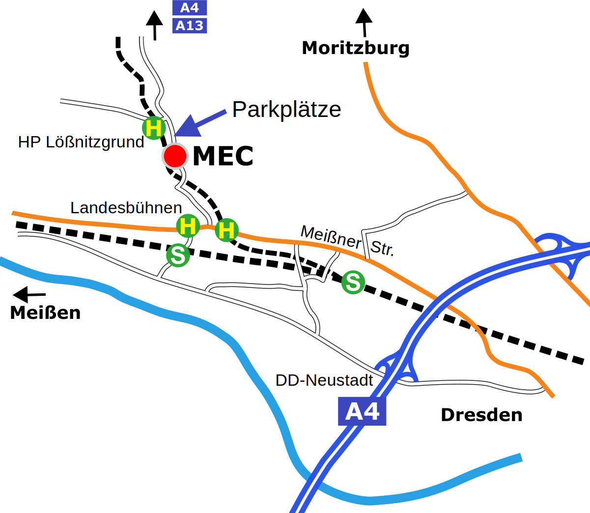Anfahrt zur Lößnitzgrundstr. 46